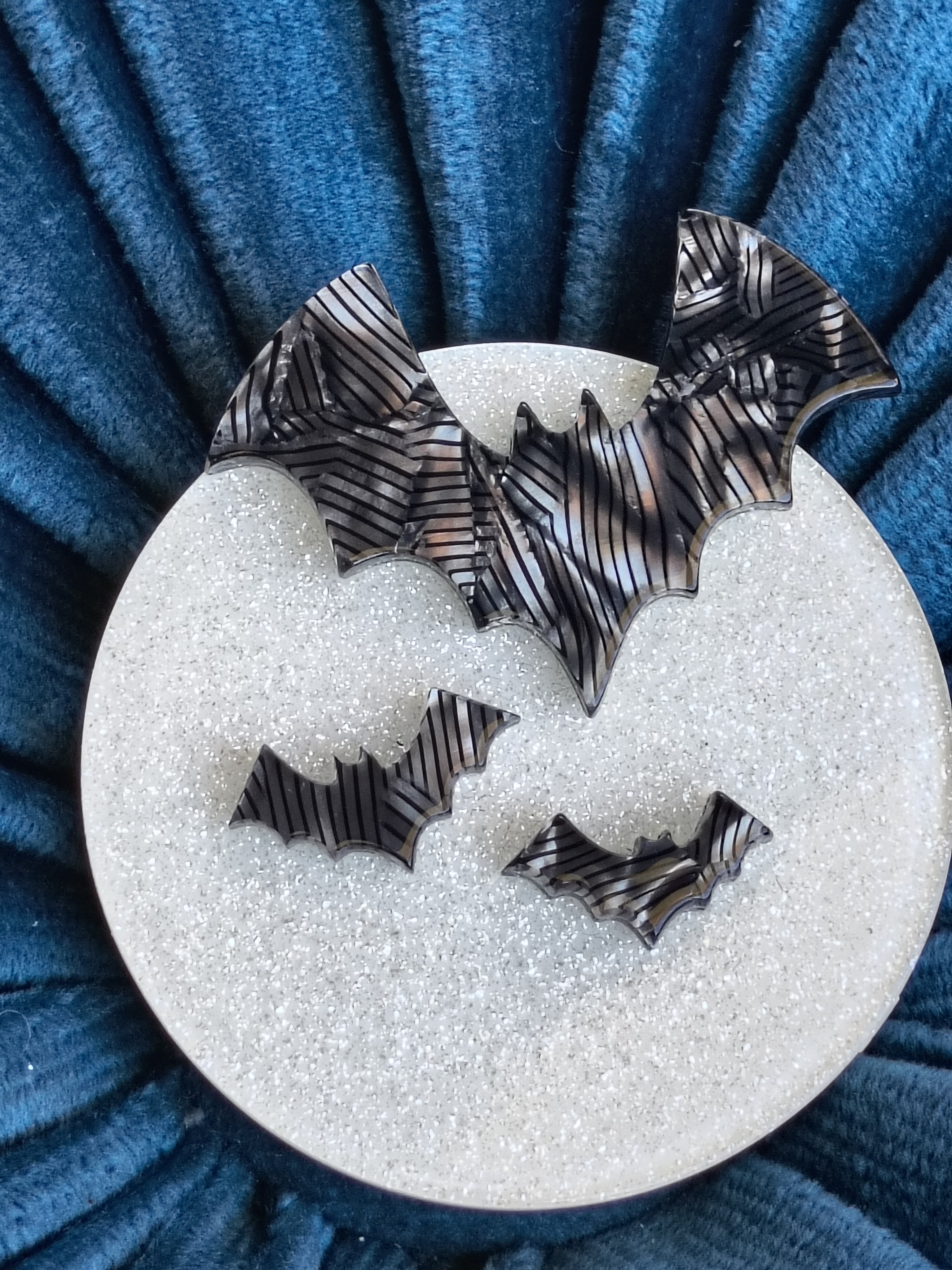 Erstwilder "All Hallow's Eve" Brooch. With Bats On Moon Nib W/Story Card